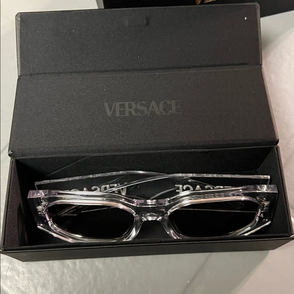 🔥VERSACE VE4489U 148 8V Transparent Mirror Silver Men's 55 mm Sunglasses Unisex